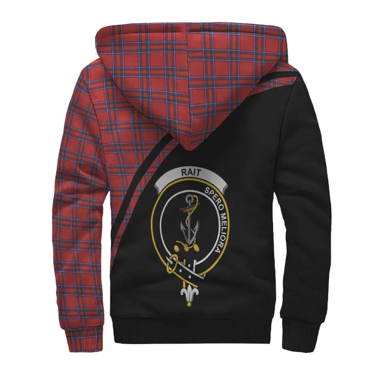 Scottish Rait Clan Crest Tartan Curve Sherpa Hoodie