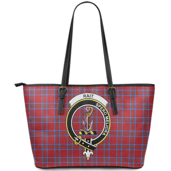Scottish Rait Clan Crest Tartan Leather Tote Tartan Plaid