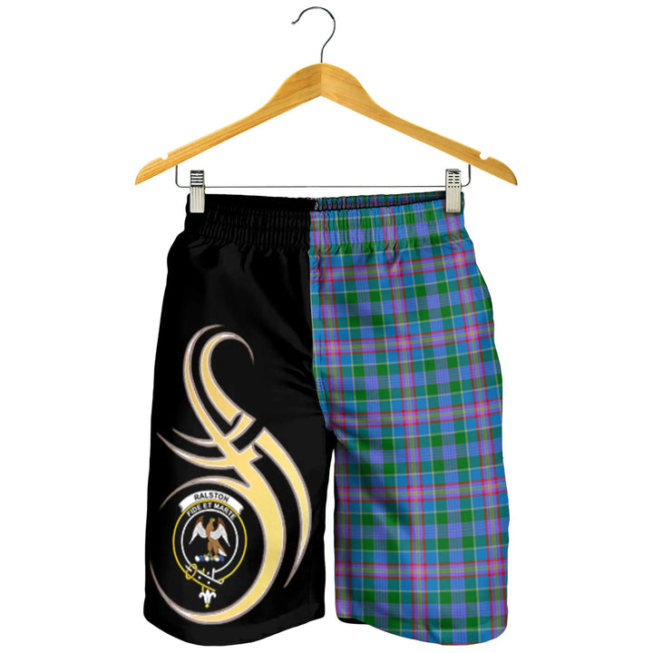 Scottish Ralston Clan Crest Tartan Believe in Me Men's Shorts