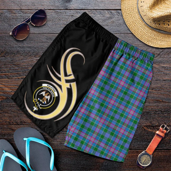 Scottish Ralston Clan Crest Tartan Believe in Me Men's Shorts