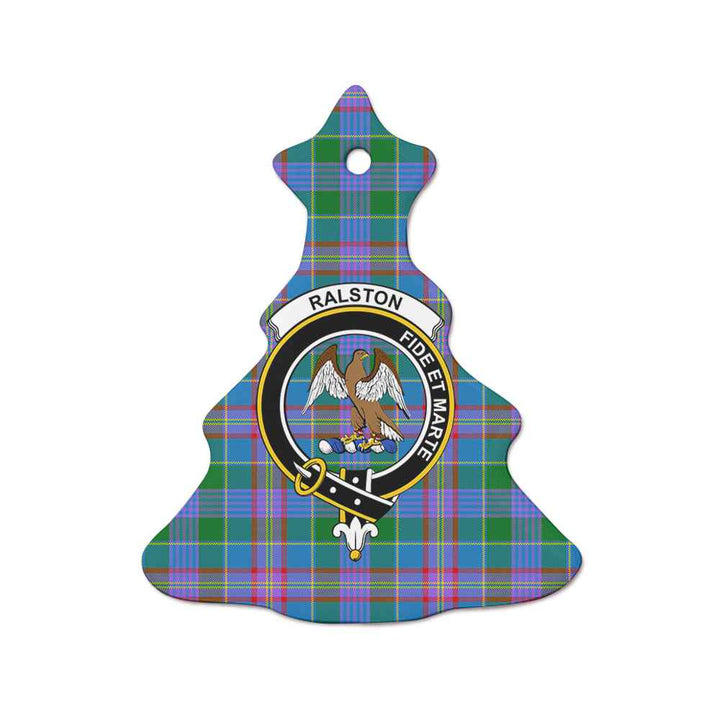 Scottish Ralston Clan Crest Tartan Ceramic Ornament Tree Shape Tartan Plaid