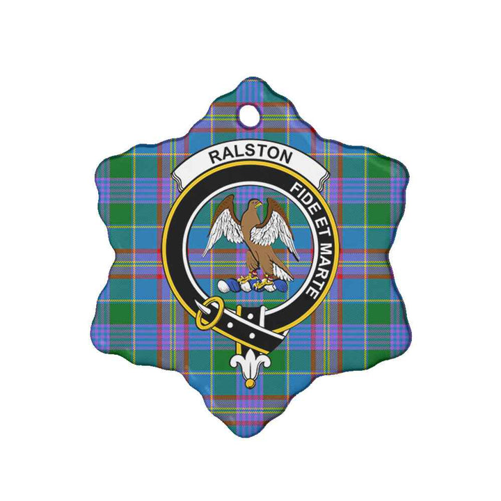 Scottish Ralston Clan Crest Tartan Ceramic Ornament Snow Flake Shape Tartan Plaid