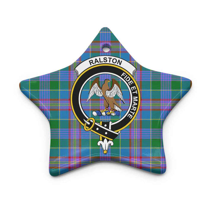 Scottish Ralston Clan Crest Tartan Ceramic Ornament Star Shape Tartan Plaid