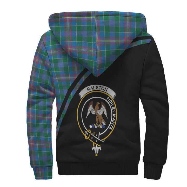 Scottish Ralston Clan Crest Tartan Curve Sherpa Hoodie
