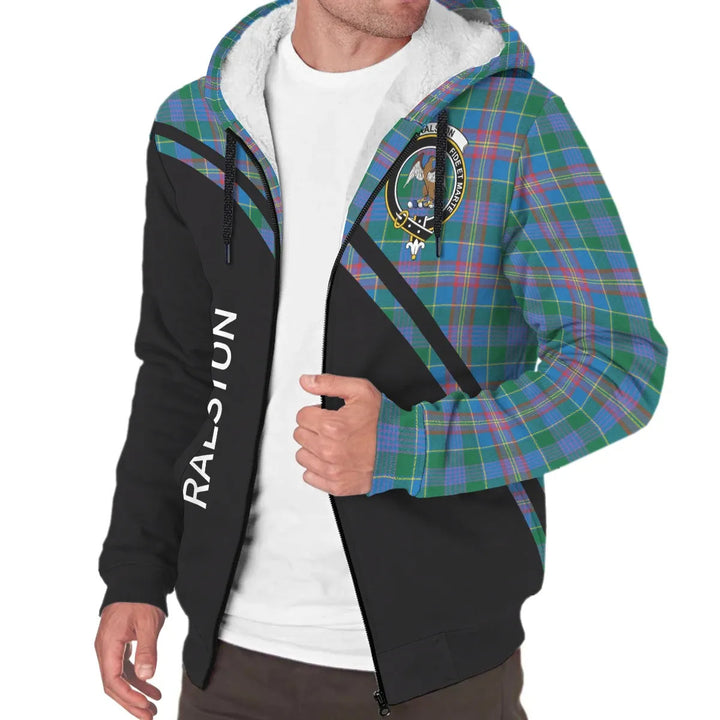 Scottish Ralston Clan Crest Tartan Curve Sherpa Hoodie