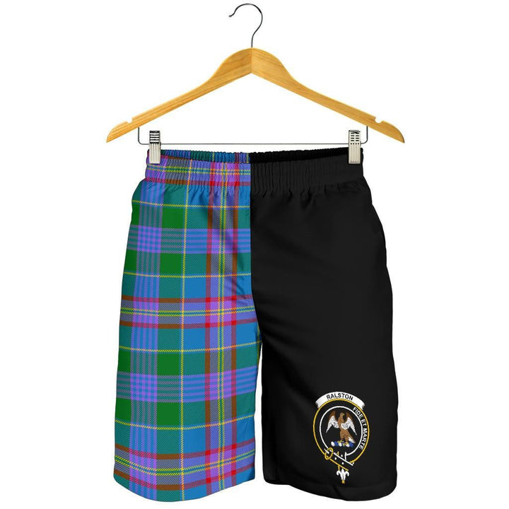 Scottish Ralston Clan Crest Tartan Half of Me Men's Shorts