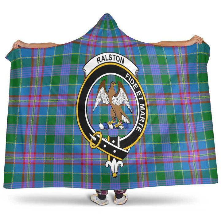 Scottish Ralston Clan Crest Tartan Hooded Blanket Tartan Plaid 1