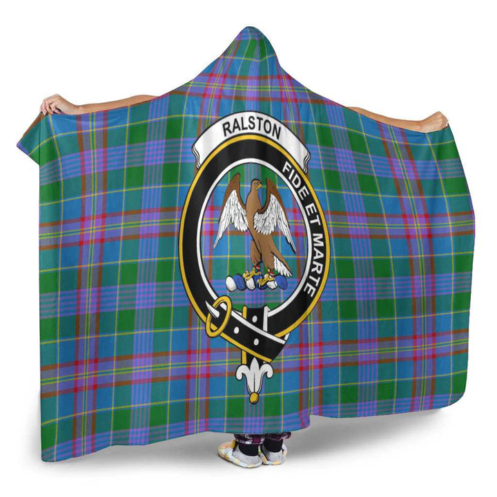Scottish Ralston Clan Crest Tartan Hooded Blanket Tartan Plaid 2