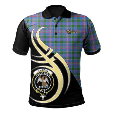 Scottish Ralston Clan Crest Tartan Polo Shirt Believe in Me Front Side Tartan Plaid