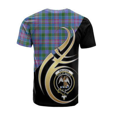 Scottish Ralston Clan Crest Tartan T-Shirt Believe in Me Back Side Tartan Plaid