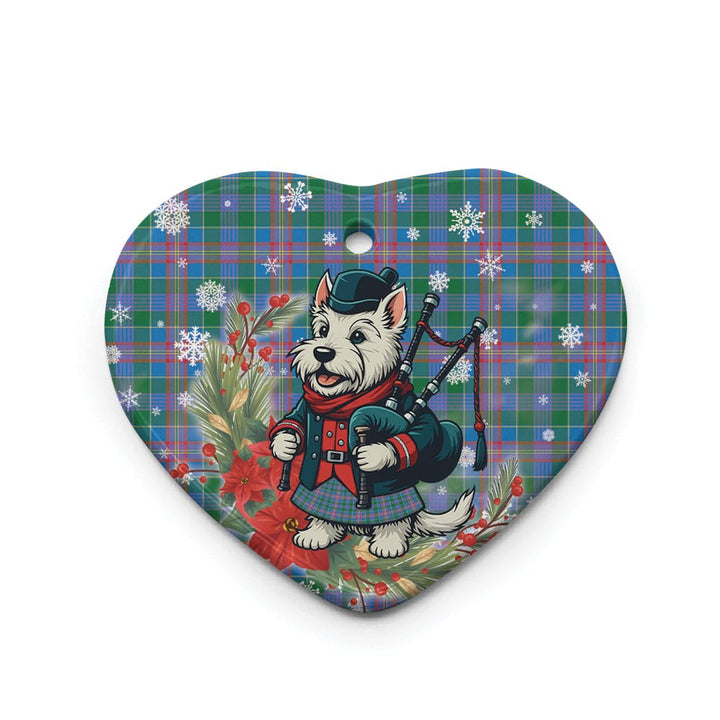 Scottish Ralston Clan Tartan Ceramic Ornament Cute Scottish Terrier Dog Heart Style Tartan Plaid