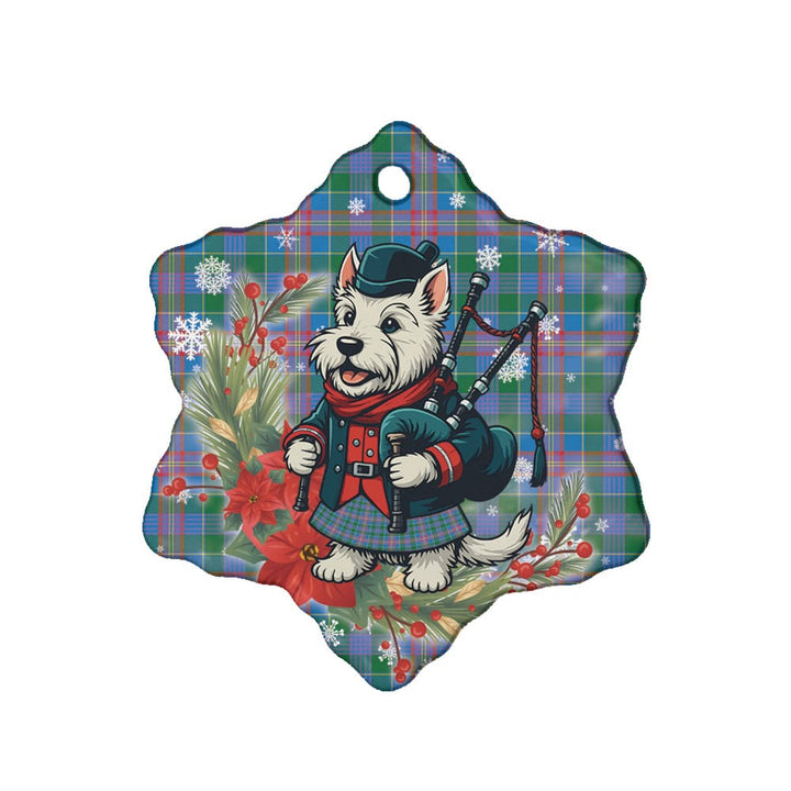 Scottish Ralston Clan Tartan Ceramic Ornament Cute Scottish Terrier Dog Snow Flake Style Tartan Plaid