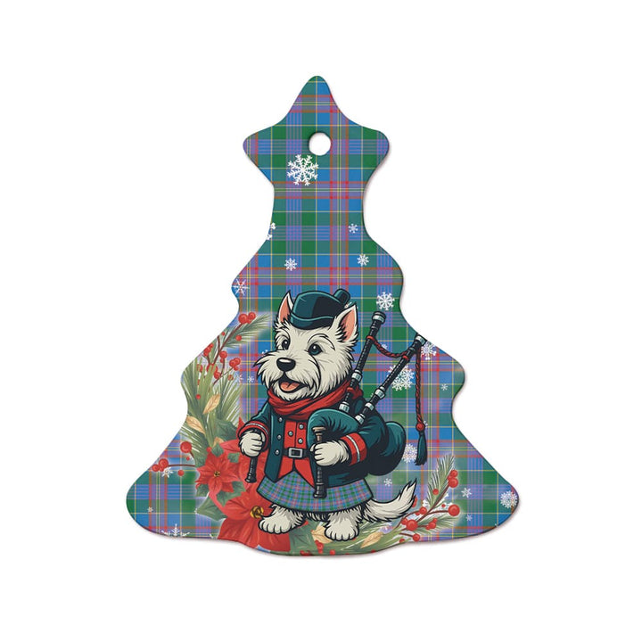 Scottish Ralston Clan Tartan Ceramic Ornament Cute Scottish Terrier Dog Tree Style Tartan Plaid