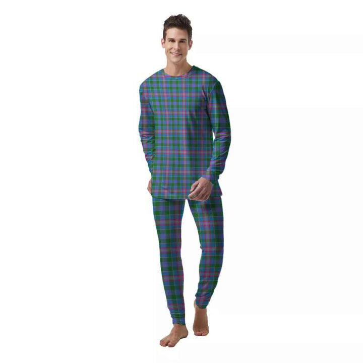 Scottish Ralston Clan Tartan Pajama Set  Men Front Side Tartan Plaid