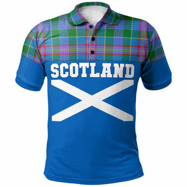 Scottish Ralston Clan Tartan Polo Shirt - Lion Rampant of Scotland With Flag Front Side Tartan Plaid
