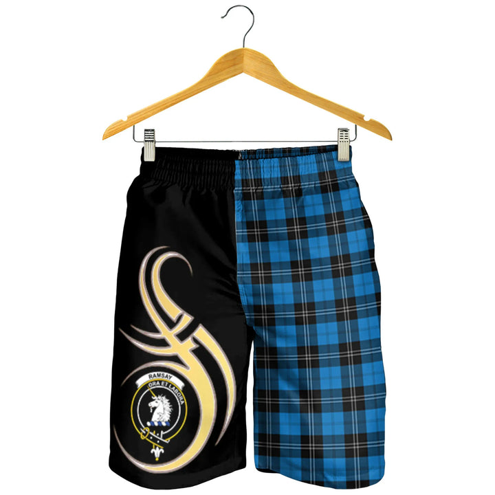Scottish Ramsay Blue Ancient Clan Crest Tartan Believe in Me Men's Shorts