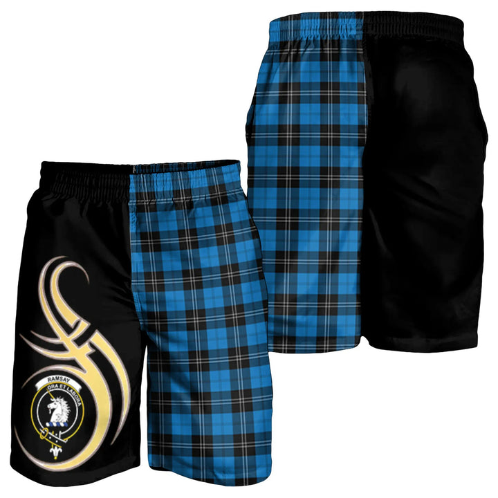 Scottish Ramsay Blue Ancient Clan Crest Tartan Believe in Me Men's Shorts