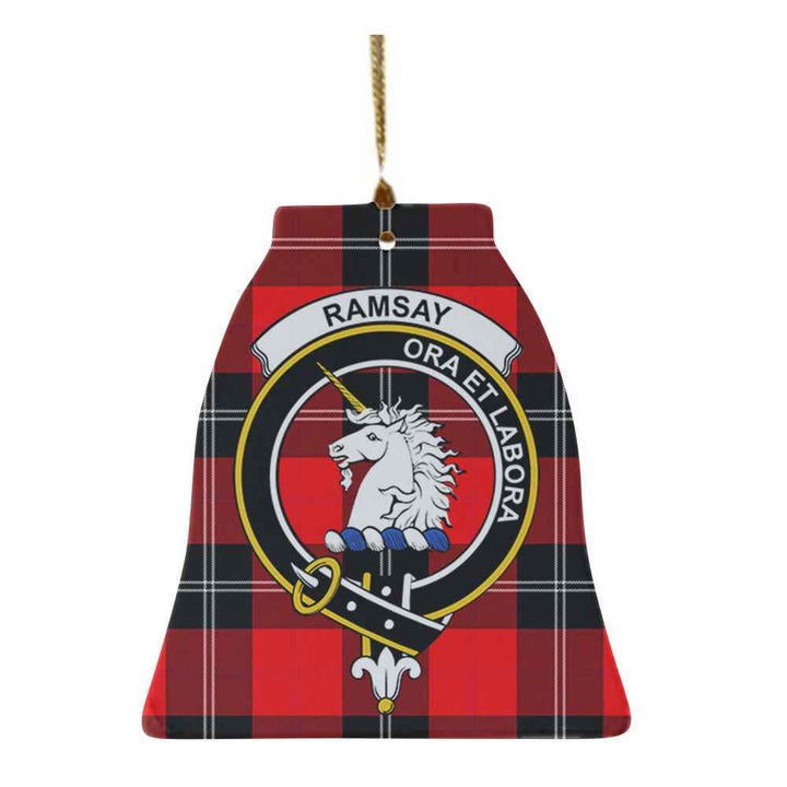 Scottish Ramsay Clan Crest Tartan Ceramic Ornament Bell Shape Tartan Plaid