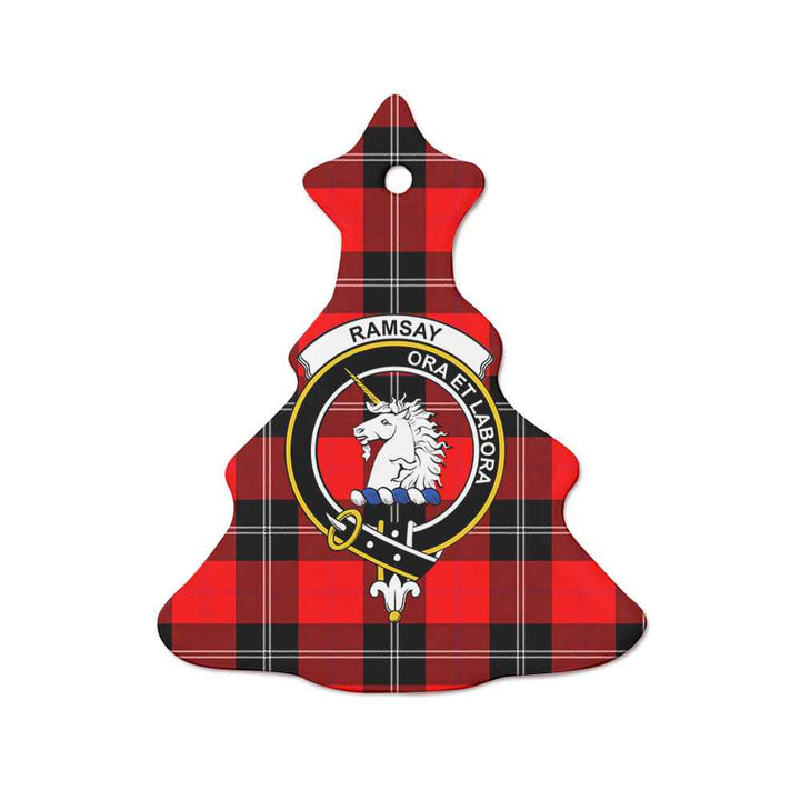 Scottish Ramsay Clan Crest Tartan Ceramic Ornament Tree Shape Tartan Plaid