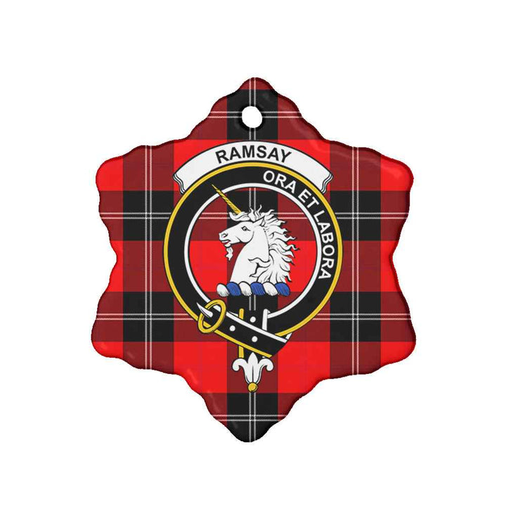 Scottish Ramsay Clan Crest Tartan Ceramic Ornament Snow Flake Shape Tartan Plaid