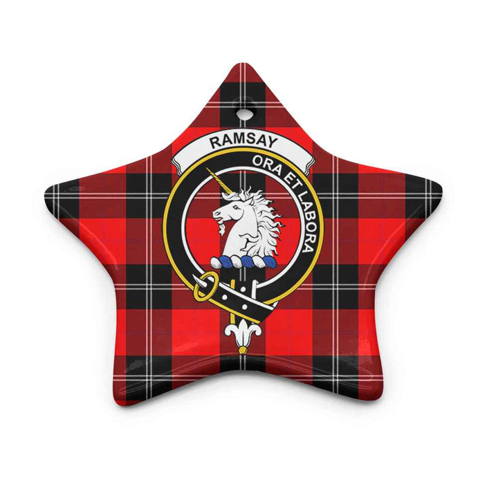 Scottish Ramsay Clan Crest Tartan Ceramic Ornament Star Shape Tartan Plaid