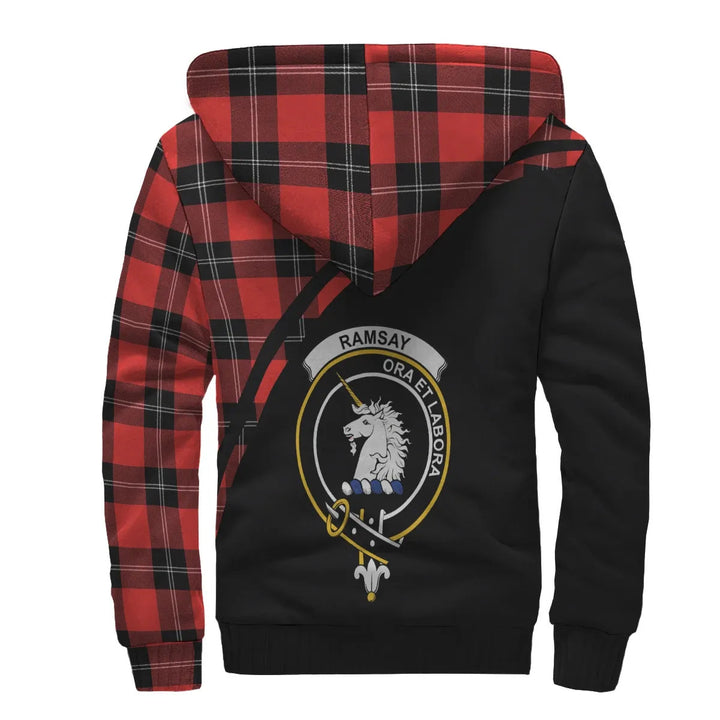 Scottish Ramsay Clan Crest Tartan Curve Sherpa Hoodie