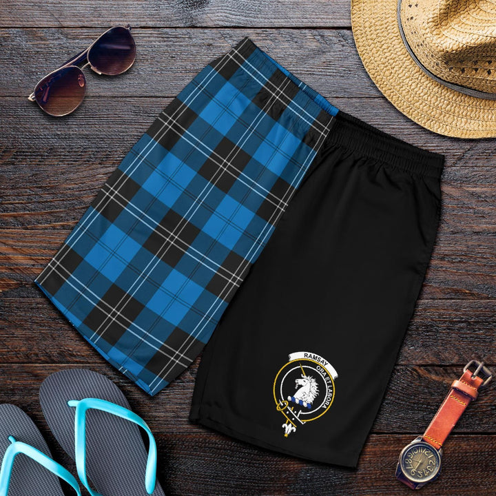 Scottish Ramsay Clan Crest Tartan Half of Me Men's Shorts