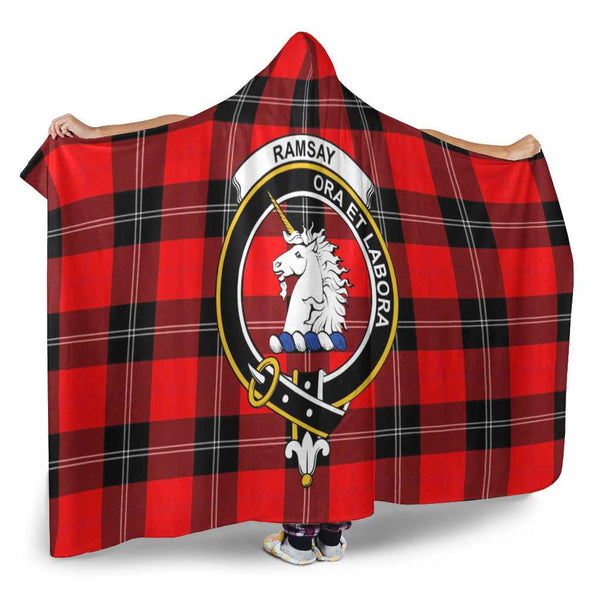 Scottish Ramsay Clan Crest Tartan Hooded Blanket Tartan Plaid 2