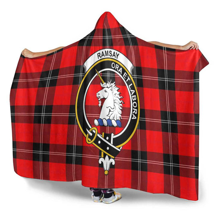 Scottish Ramsay Clan Crest Tartan Hooded Blanket Tartan Plaid 3
