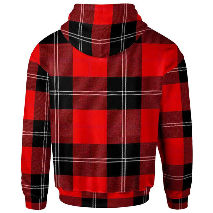 Scottish Ramsay Clan Crest Tartan Hoodie Back Side Tartan Plaid