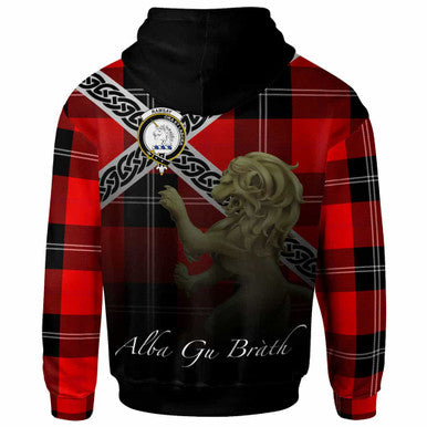 Scottish Ramsay Clan Crest Tartan Hoodie - Celtic With Scotland Lion Back Side Tartan Plaid