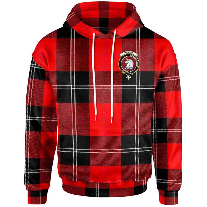 Scottish Ramsay Clan Crest Tartan Hoodie Front Side Tartan Plaid