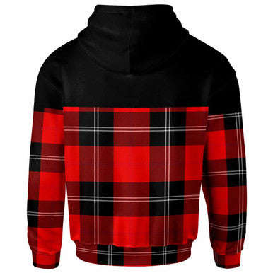 Scottish Ramsay Clan Crest Tartan Hoodie - Horizontal Style Back Side Tartan Plaid