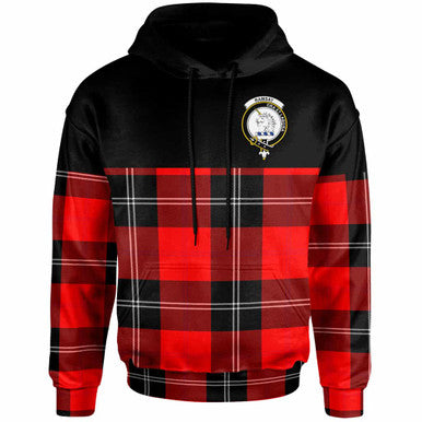 Scottish Ramsay Clan Crest Tartan Hoodie - Horizontal Style Front Side Tartan Plaid