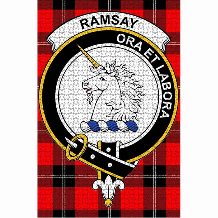 Scottish Ramsay Clan Crest Tartan Jigsaw Puzzle 1
