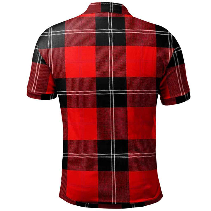 Scottish Ramsay Clan Crest Tartan Polo Shirt Back Side Tartan Plaid