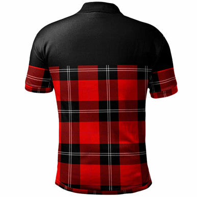 Scottish Ramsay Clan Crest Tartan Polo Shirt - Horizontal Style Back Side Tartan Plaid