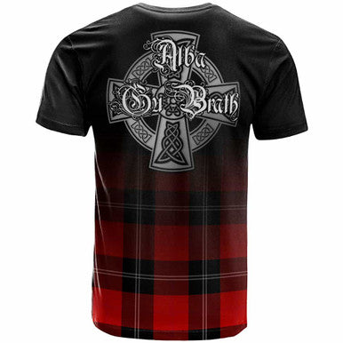 Scottish Ramsay Clan Crest Tartan T-Shirt - Alba Gu Brath Family Crest Celtic Inspired Back Side Tartan Plaid