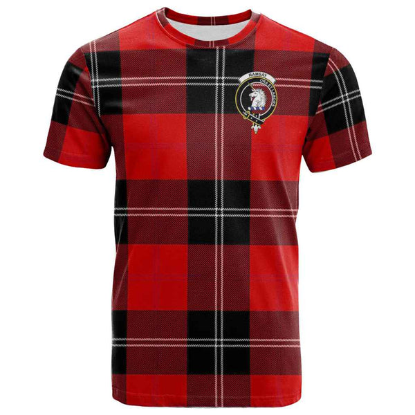 Scottish Ramsay Clan Crest Tartan T-Shirt Front Side Tartan Plaid