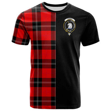 Scottish Ramsay Clan Crest Tartan T-Shirt Half in Me Front Side Tartan Plaid