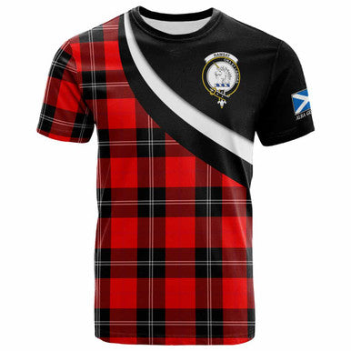 Scottish Ramsay Clan Crest Tartan T-Shirt - Scotland Forever Style Front Side Tartan Plaid