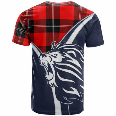 Scottish Ramsay Clan Crest Tartan T-Shirt - Bend Style Back Side Tartan Plaid
