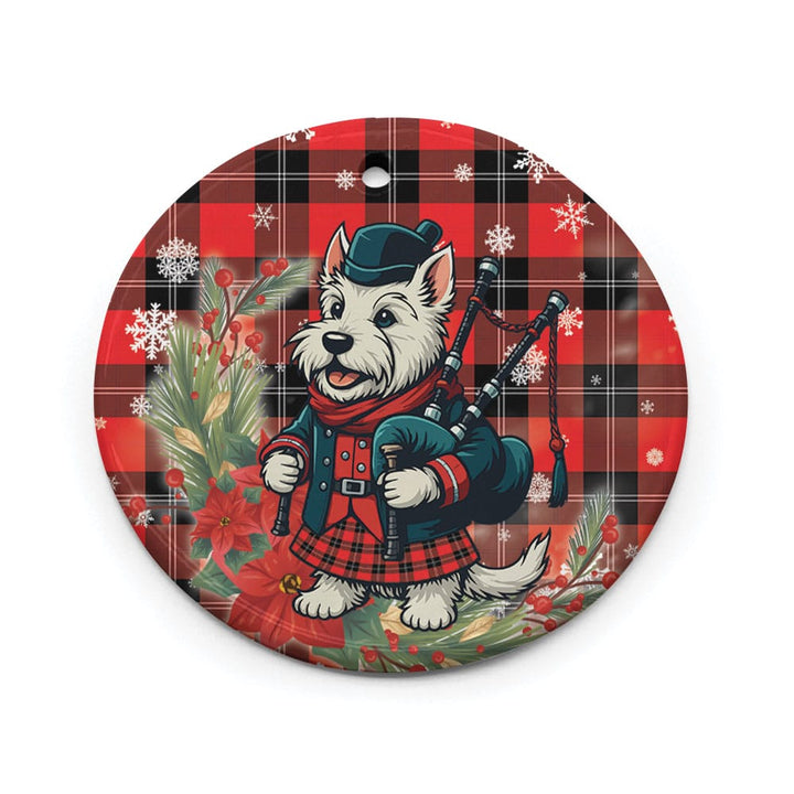 Scottish Ramsay Modern Clan Tartan Ceramic Ornament Cute Scottish Terrier Dog Circle Style Tartan Plaid