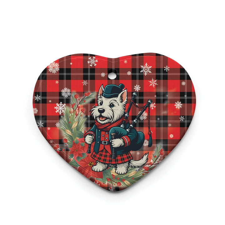 Scottish Ramsay Modern Clan Tartan Ceramic Ornament Cute Scottish Terrier Dog Heart Style Tartan Plaid