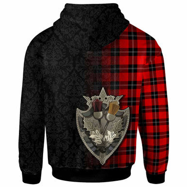 Scottish Ramsay Modern Clan Tartan Hoodie - Half Thistle Flowers Celtic Design Back Side Tartan Plaid