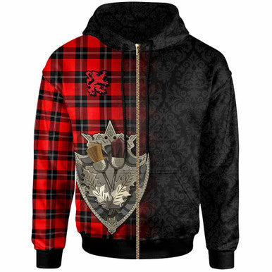 Scottish Ramsay Modern Clan Tartan Hoodie - Half Thistle Flowers Celtic Design Zip-up Tartan Plaid