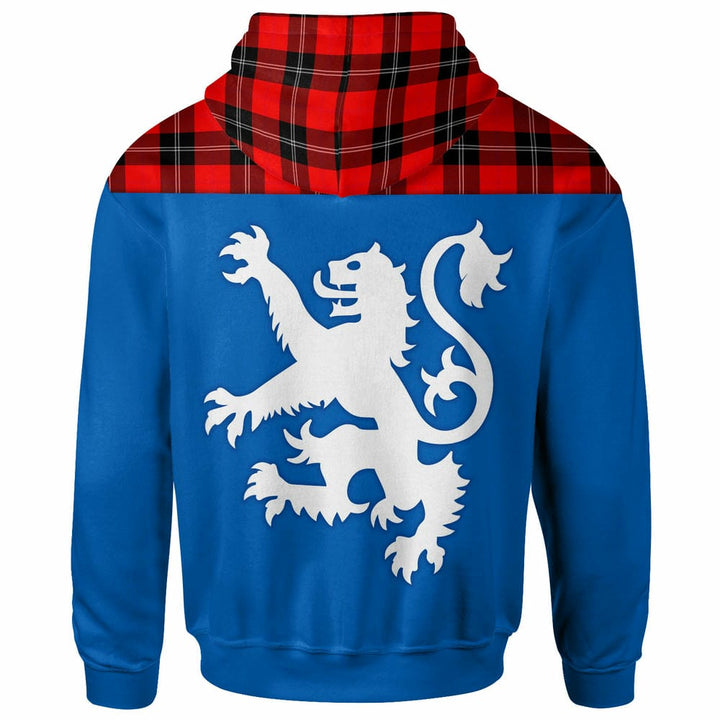 Scottish Ramsay Modern Clan Tartan Hoodie - Lion Rampant of Scotland With Flag back Side Tartan Plaid