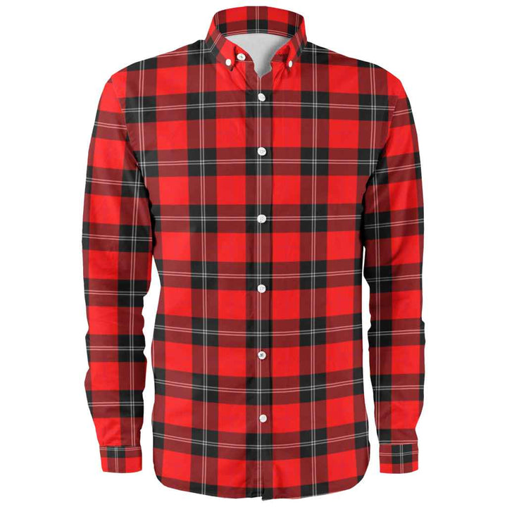 Scottish Ramsay Modern Clan Tartan Long Sleeve Shirt Front Side Tartan Plaid