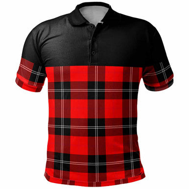 Scottish Ramsay Modern Clan Tartan Polo Shirt - Horizontal Style Front Side Tartan Plaid