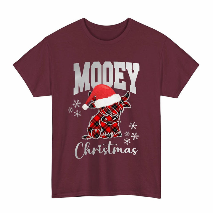 Scottish Ramsay Modern Clan Tartan T-Shirt - Mooey Christmas Tartan Plaid Maroon Color